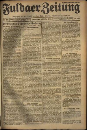 Ausgabe vom Donnerstag, den 01. Oktober 1925.