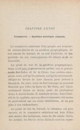 Chapitre XXVIII. Commerce. - Système métrique siamois