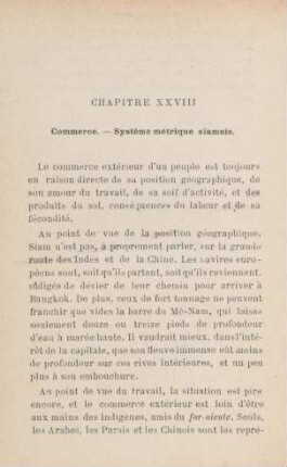 Chapitre XXVIII. Commerce. - Système métrique siamois