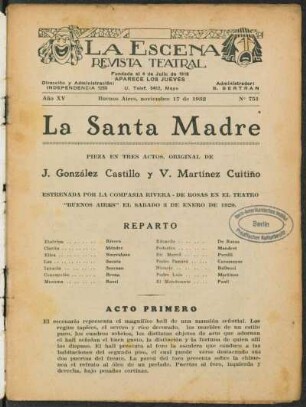 La Santa Madre : pieza en tres actos