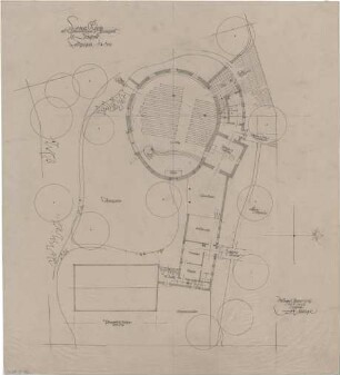 Gsaenger, Gustav; Dachau bei München (Bayern); Ev. Friedens Kirche, Gemeindehaus und Pfarrhaus - Grundriss EG