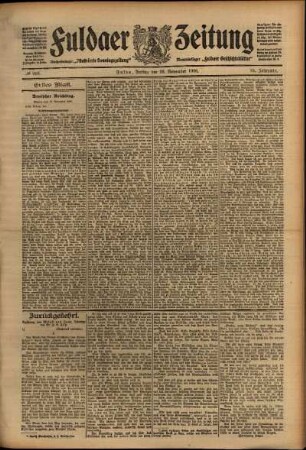 Erste Ausgabe vom Freitag, den 20. November 1908.
