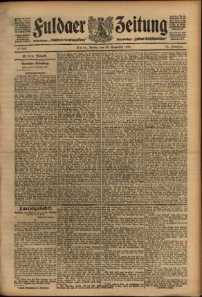 Erste Ausgabe vom Freitag, den 20. November 1908.