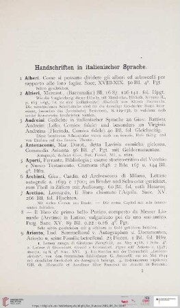 Handschriften in italienischer Sprache (Nr. 1 - 223)