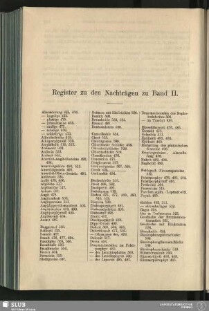 Register zu den Nachträgen zu Band II