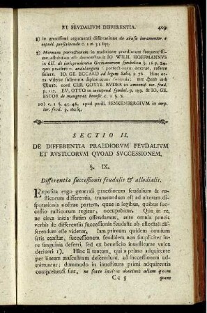 Sectio II. De Differentia Praediorum Feudalium Et Rusticorum Quoad Successionem.