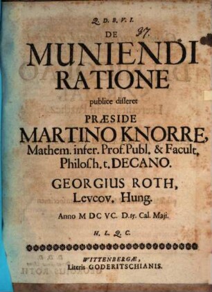 De muniendi ratione