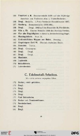 C. Edelmetall-Arbeiten (Nr. 172-468)