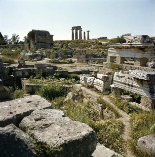 Korinth. Apollontempel. Blick auf Tempelreste