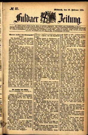 Ausgabe vom Mittwoch, den 16. Februar 1881.