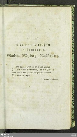 44 - 46. Die drei Gleichen in Thüringen, Gleichen, Mühlberg, Wachsenburg