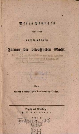 Betrachtungen über die verschiedenen Formen der bewaffneten Macht