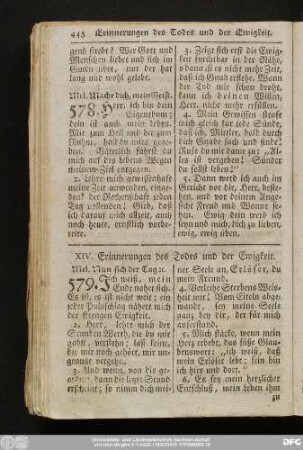 XIV. Erinnerungen des Todes und der Ewigkeit.