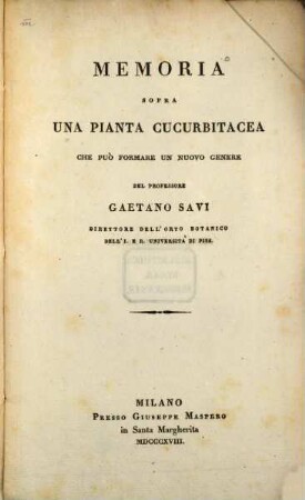 Memoria sopra una pianta cucurbitacca