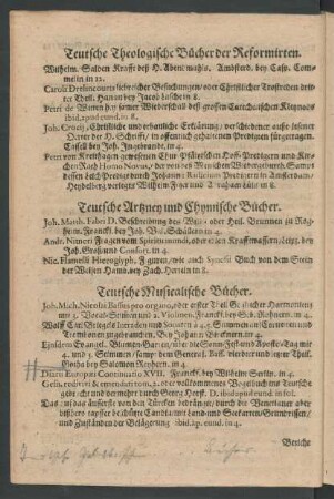 Teutsche Musicalische Bücher.