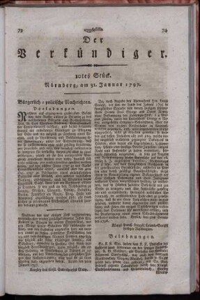 10tes Stück. Nürnberg, am 31. Januar 1797