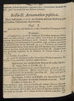 Sectio II. Acroamatico-positiva.