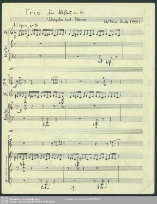 Trio für Altflöte in G, Vibraphon und Klavier : (1991)