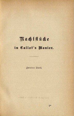Nachtstücke in Callot's Manier. Zweiter Theil.