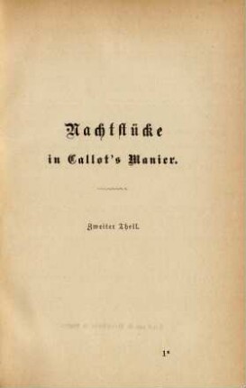 Nachtstücke in Callot's Manier. Zweiter Theil.