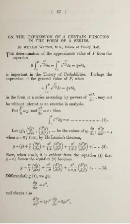 On the expression of a certain function in the form of a series.