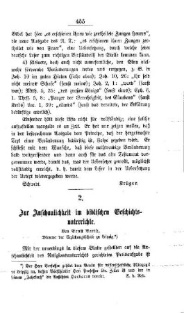 Zur Anschaulichkeit im biblischen Geschichtsunterrichte