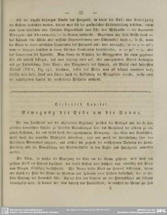 Siebentes Capitel. Bewegung der Erde um die Sonne