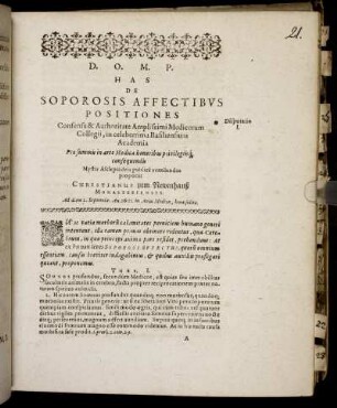 De Soporosis Affectibus Positiones [...]