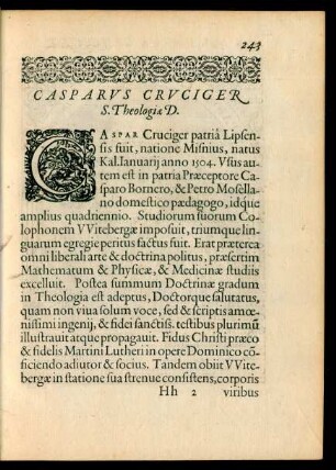 Casparus Cruciger S. Theologiae D.