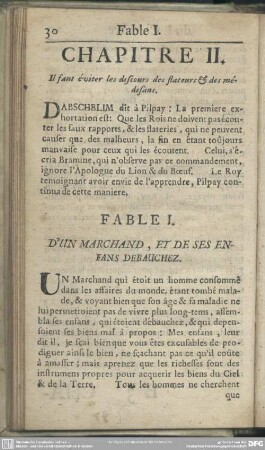 Chapitre II. Il faut éviter les discours des flateurs & des médisans