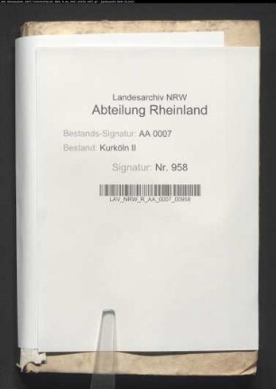 Verhandlungen des Landtags 1658 März zu Bonn (mit Verzeichnis der Einberufenen); Supplik der Stadt Rheinberg; Verhandlungen des Landtags 1659 Februar zu Bonn (mit Verzeichnis der Einberufenen); Verhandlungen des Deputationstags 1659 März zu Bonn