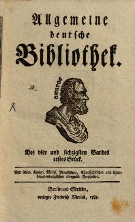 Allgemeine deutsche Bibliothek. 64. 1785