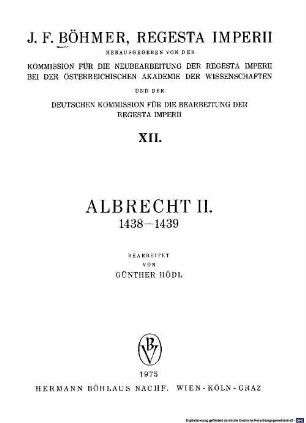 Regesta imperii, 12. Albrecht II. 1438 - 1439