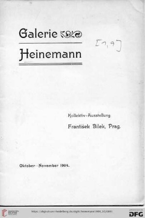 Kollektiv-Ausstellung František Bilek, Prag : Oktober-November 1904