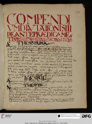 >Compendium disputationis tertiae, De antepraedicamentis<