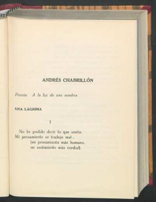 Andrés Chabrillón - A la luz de una sombra : Poesía: A la luz de una sombra.