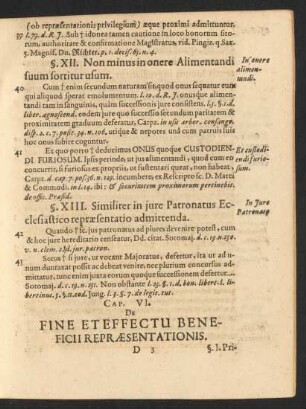 Cap. VI. De Fine Et Effectu Beneficii Repraesentationis.