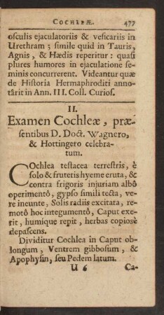 II. Examen Cochleae ...