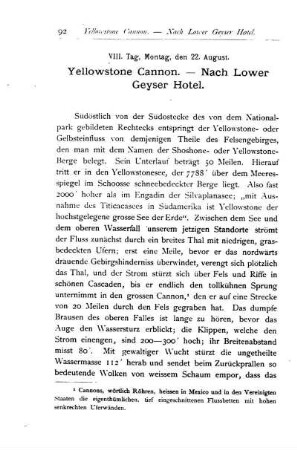 VIII. Yellowstone Cannon. - Nach Lower Geyser Hotel