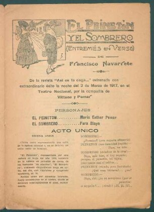 El peinetón y el sombrero : (entremés en verso)
