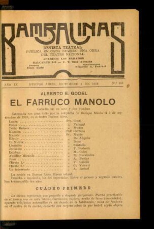 El farruco Manolo : comedia en acto y dos cuadros