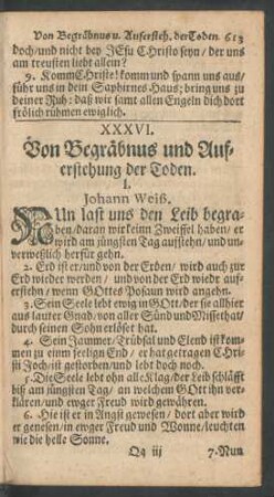 XXXVI. Von Begräbnus und Auferstehung der Toden.