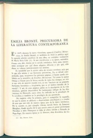 Emilia Brontë, precursora de la literatura contemporánea