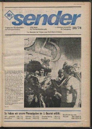 Betriebszeitung 'WF-Sender', Nr.38/1974 (2. Oktoberausgabe 1974)