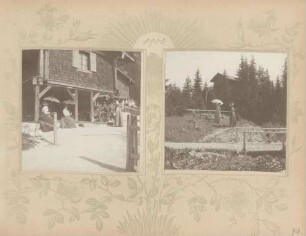 links: Erbgroßherzogin Hilda und Charlotte vor der Vereinsalpe bei Mittenwald rechts: Erbgroßherzogin Hilda und Charlotte vor der Vereinsalpe bei Mittenwald