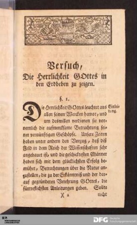 Versuch, Die Herrlichkeit GOttes in den Erdbeben zu zeigen.