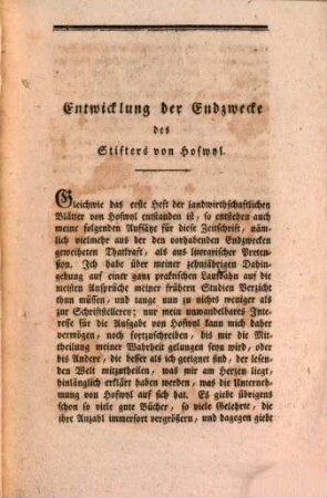 Landwirthschaftliche Blätter von Hofwyl. 2. 1809