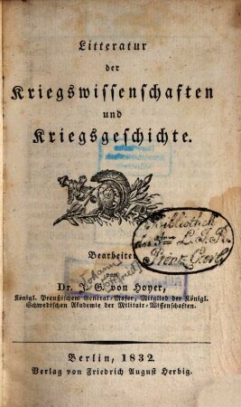 Litteratur der Kriegswissenschaften und Kriegsgeschichte