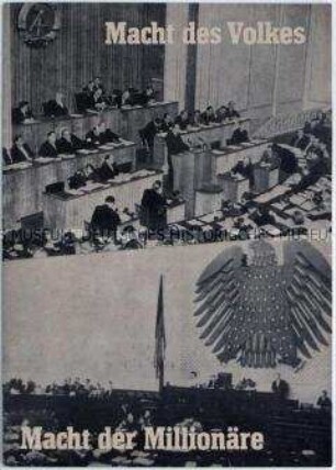 Flugschrift der Nationalen Front, Bezirksausschuss Magdeburg, zur Volkskammerwahl 1958 mit einem Vergleich der Bundesrepublik und der DDR
