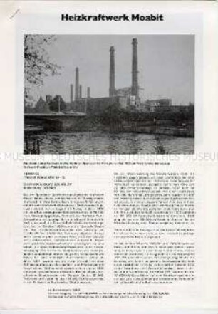 Informationsblatt des Heizkraftwerkes Moabit